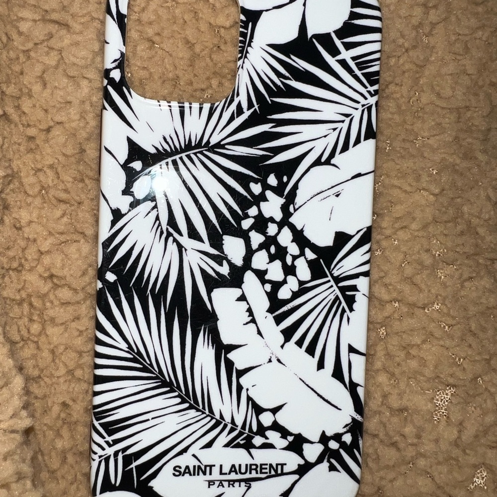 Saint Laurent Black and White Leaf Pattern iPhone 12 Case
